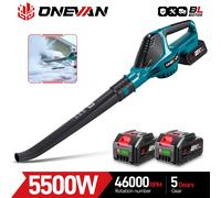 Makita - souffleur d'air électrique sans balais, 5500W, 46000 tr/min, sans fil, efficace, feuilles, poussière de neige, outil puissant pour broche de batterie 18V 2 Battery EU Plug