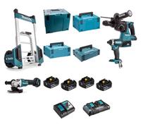 Makita - XPACK0006 - Pack DHR243 + DTD153 + DGA506 BL LXT 18V + 4x BL1850B + 2 chargeurs + 4 Makpac + chariot