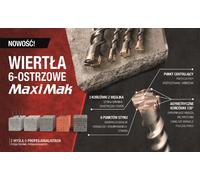 MakitaMax Maxi Mak foret SDS à 6 tranchants 36x400x540mm, outil professionnel pour le perçage dans le béton et la maçonnerie, haute précision, 6 tranchants, exécution robuste, couleur métallisée.
