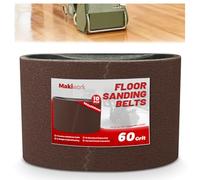 Makiwork Lot de 10 bandes abrasives 750 x 200 mm en oxyde d'aluminium K60 pour ponceuse à parquet - Compatible avec Bona Scorpion & Lagler Hummel - Abrasif professionnel pour bois dur et parquet