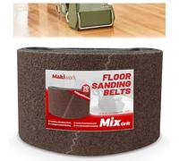 Makiwork Lot de 10 bandes abrasives 750 x 200 mm, K24/40/60/80/120 en oxyde d'aluminium pour ponceuse de parquet - Compatible avec Bona Scorpion & Lagler Hummel, abrasif professionnel pour bois dur et