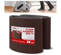 Makiwork Lot de 12 Bandes Abrasives 200x480 mm Grain 36 - Corindon (Oxyde d’Aluminium) - pour Ponceuse à Parquet et Ponceuse à Bande - Idéal Rénovation Sol Bois