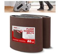 Makiwork Lot de 12 Bandes Abrasives 200x480 mm Grain 80 - Corindon (Oxyde d’Aluminium) - pour Ponceuse à Parquet et Ponceuse à Bande - Idéal Rénovation Sol Bois