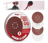 Makiwork Lot de 30 Disques Abrasifs 225 mm Grain 100 - 8 Trous - Auto-Agrippants - pour Ponceuse Girafe - Idéal Ponçage Mur, Placo et Cloisons Sèches