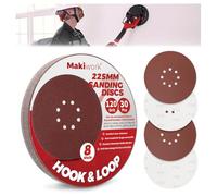 Makiwork Lot de 30 Disques Abrasifs 225 mm Grain 120 - 8 Trous - Auto-Agrippants - pour Ponceuse Girafe - Idéal Ponçage Mur, Placo et Cloisons Sèches