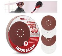 Makiwork Lot de 30 Disques Abrasifs 225 mm Grain 150 - 8 Trous - Auto-Agrippants - pour Ponceuse Girafe - Idéal Ponçage Mur, Placo et Cloisons Sèches