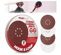 Makiwork Lot de 30 Disques Abrasifs 225 mm Grain 240 - 8 Trous - Auto-Agrippants - pour Ponceuse Girafe - Idéal Ponçage Mur, Placo et Cloisons Sèches