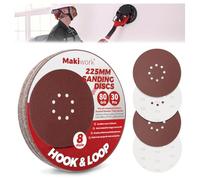 Makiwork Lot de 30 Disques Abrasifs 225 mm Grain 80 - 8 Trous - Auto-Agrippants - pour Ponceuse Girafe - Idéal Ponçage Mur, Placo et Cloisons Sèches