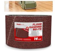 Makiwork Lot de 6 bandes abrasives 750 x 200 mm en oxyde d'aluminium K16 pour ponceuse de parquet - Compatible avec Bona Scorpion & Lagler Hummel, abrasif professionnel pour bois dur et parquet
