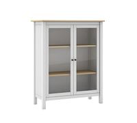 Vitrine Basse 2 Portes en Pin Massif Blanc - MAKS -