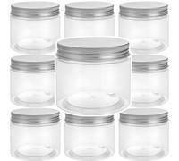 MAKTSAM Lot de 30 bocaux de rangement en plastique transparent de 150 ml, rechargeables et étanches avec couvercles en aluminium argenté, pour épices, crèmes, lotions