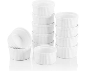 Malacasa 12pcs Ramequin Moule à Soufflé Crème Brulée Muffin Bol Porcelaine 3.5""/9*9*5cm Petit!
