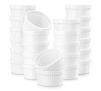 MALACASA 24 Mini Ramequins et Moules à Soufflé en Céramique pour Four, Ramequin Creme Brulee, Petit Bols à Sauce Yaourt en Porcelaine, 55ml, Blanc Ivoire