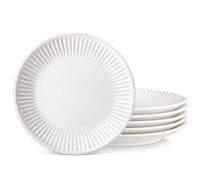 MALACASA Assiettes Plates 6 Personas, 26 cm Grande Assiette en Porcelaine pour Dessert, Steak, Pâtes, Pain, Fruits, Salade, Blanc