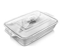 MALACASA Grande cocotte avec couvercle, plat de cuisson en céramique de 4,4 l, plat de cuisson pour four, moule à lasagnes profond de 33 x 22,7 cm, passe au micro-ondes et au lave-vaisselle, série