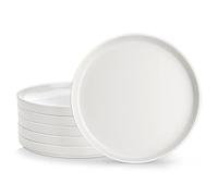 MALACASA LEAH Lot de 6 Assiettes à Dessert en Porcelaine Blanche 21 cm