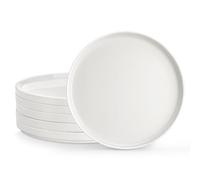 MALACASA LEAH Lot de 6 Assiettes Plates en Porcelaine Blanche 26 cm