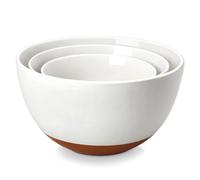 MALACASA Lot de 3 grands bols à mélanger en céramique pour mélanger, cuisiner, préparer, cuire, salade, soupe, pâtes, bols gigognes - Passe au four, au micro-ondes et au lave-vaisselle, série TARA