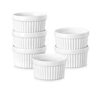 MALACASA Lot de 6 Petit Ramequins Four en Porcelaine, Ramequins Individuels en Céramique pour Soufflés Crème Brulée Muffins Cupcakes Puddings, 140ml, Blanc Ivoire