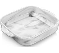 MALACASA Plats à four en porcelaine, 1 pc. Plat à four carré, Marbre