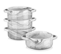 MALACASA REGULAR Bols à Soupe avec Poignées en Porcelaine, Bols à Céréales pour Petit Dejeuner, Bols en Marbre 800 ml Lot de 6, Passe au Lave-Vaisselle et au Four