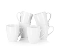 MALACASA Série Elisa Grandes Tasses pour Café Cappuccino Expresso, Lot de 6 Mugs en Porcelaine Blanches, 340ML Tasses à Café
