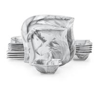 MALACASA Série ELVIRA 18 PCS Service de Table en Porcelaine, Service Complets pour 6 Personnes avec 6 Assiettes Plates de 26 cm, 6 Assiettes à Dessert de 21 cm, 6 Bols à Soupe de 240 ml, Marbre Gris