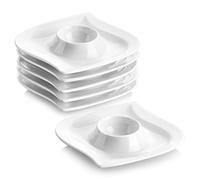 Malacasa, Série Elvira- Lot de 6 coquetiers en porcelaine blanc ivoire - 11 x 11 x 2,5 cm