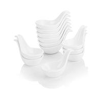MALACASA Série Ramekin, 12pcs Bols à Sauce en Porcelaine, 20ml, Blanc | Bols à Tapas et Sauces, Coupelle Aperitif, Plat de Sauce Soja, Coupelle à Sauce Pour Tapas, Trempette, Sushi, Confiture,9,5cm