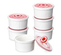 MALACASA Série Ramekin, 6 Ramequin Creme Brulee 240ml, avec Couvercles