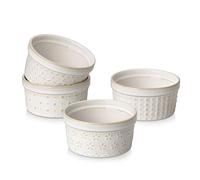 MALACASA Série Ramekin Dish, 4 Piéces Ramequins et Moules à Soufflé en Céramique pour Four, 180ml Petit Bols à Sauce Yaourt en Porcelaine, Passent au Lave-vaisselle et au Four