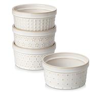 MALACASA Série Ramekin Dish, 4 Piéces Ramequins et Moules à Soufflé en Céramique pour Four, 240ml Petit Bols à Sauce Yaourt en Porcelaine, Passent au Lave-vaisselle et au Four
