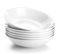 MALACASA Série REGULAR, 6 Assiettes à Pâtes en Porcelaine de 850ml, 20,6 x4cm Assiettes Creuses, Service de Bols à Salade, Idéales pour Pâtes, Salades et Soupes, Blanc