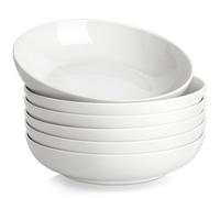 MALACASA Série REGULAR, 6 Pièces 1250ml Assiettes à Pâtes en Porcelaine, 22,5 x 5cm Assiettes Creuses, Service de Bols à Salade, Blanc