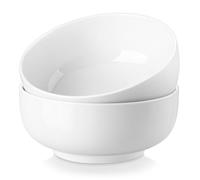 MALACASA, Série REGULAR, Lot de 2 Bols à Céréales 1320ml, Grands Bols à Soupe en Porcelaine pour Petit-déjeuner, Salades, Nouilles, Fruits, Compatible au Lave-vaisselle et au Micro-ondes - Blanc