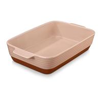 MALACASA Série TARA, Plat à Gratin en Grès avec Poignée | 35 x 23,8 x 8,7 cm, 4500 ml | Plat à Four avec Motif de Sésame | Passe au Lave-vaisselle | Idéal pour Tartes, Gratins, Gâteaux et Lasagnes