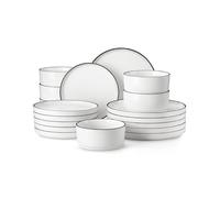 MALACASA Service de Table en Porcelaine Blanche 18 Pièces pour 6 Personnes
