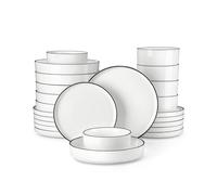 MALACASA Service de Table en Porcelaine Blanche 24 Pièces pour 12 Personnes