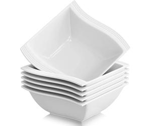 MALACASA Set de bols, Design carré élégant, Porcelaine écologique ,6 pièces