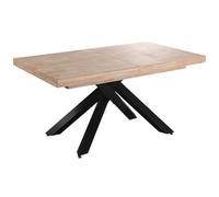 MALANA - Table de repas extensible bois clair et acier noir L160 Noir