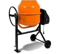 Malaxeur à béton électrique mobile de 140 litres, moteur de 550W, structure en acier, tambour et couronne dentée en acier, volant réglable, large base, malaxeur à ciment professionnel, tambour pivotan