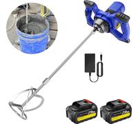 Malaxeur à béton sur accu, puissance 5000W, 6 vitesses réglables, 2x 1500 mAh batterie au lithium, poids 4 kg, tige mélangeuse M14