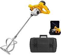 Malaxeur de chantier 1400W Mélangeur à béton Tige 590mm Pale 140 mm Capacité 65L 2 vitesses Coffre de rangement VITO