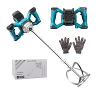 Malaxeur Mortier Compatible avec Batterie Makita, Malaxeur de Mortier de Couleur, mélangeur de béton, avec fouet mélangeur de 10 à 15 cm de diamètre (6 vitesses, max 680 tr/min, sans Batterie)