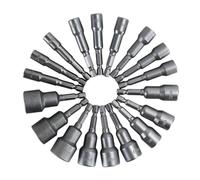 Malayas 10 Pcs ,Hexagonale Douille Set 6-19mm, Jeu de Forets pour écrou Hexagonal Magnétique, Acier au Vanadium 1/4 Pouce pour Mandrin à Changement Rapide,Nut Driver Drill Bit Set, Socket Shank Tool