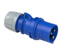 PCE 013-6 Fiche CEE Bleue 16 A 3P 6H Shark | 200-250 V | IP44/IP54 protégée Contre Les Projections d'eau | Boîtier en Plastique PA6 | Raccordement par bornes à vis | Fiche CEE I pour caravanes
