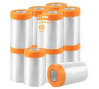 Malerfolie, 12 rouleaux, 55 cm x 15 m, transparent, film de protection