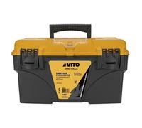 VITO Caisse à Outils 18" Pro/Bricolage - 43.2 cm Robuste, Plastique Haute Résistance, Grand Volume, Plateau Amovible & 3 Organisateurs Couvercle pour Rangement et Transport Faciles