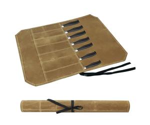Malette Couteaux Cuillères à 7 Compartiments, Rangement De Couteaux, Valise Pour Couteaux De Cuisine Pour La Randonnée Et Le Camping Cadeau Pour Cuisinier Professionnel Ou Passionné De Cuisine (Kaki)