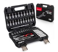 Malette Outils Complète - Lehmann - 52 Pièces - Cliquet 1/4 - Douilles et Embouts - Acier Chrome-Vanadium - Valise